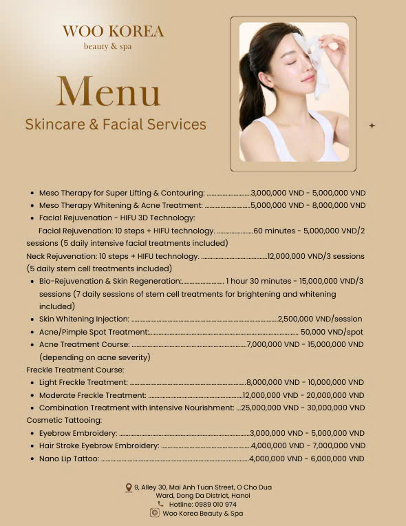 menu tieng anh
